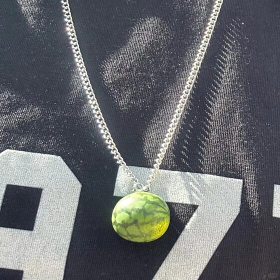 A watermelon necklace that can be worn all summer.